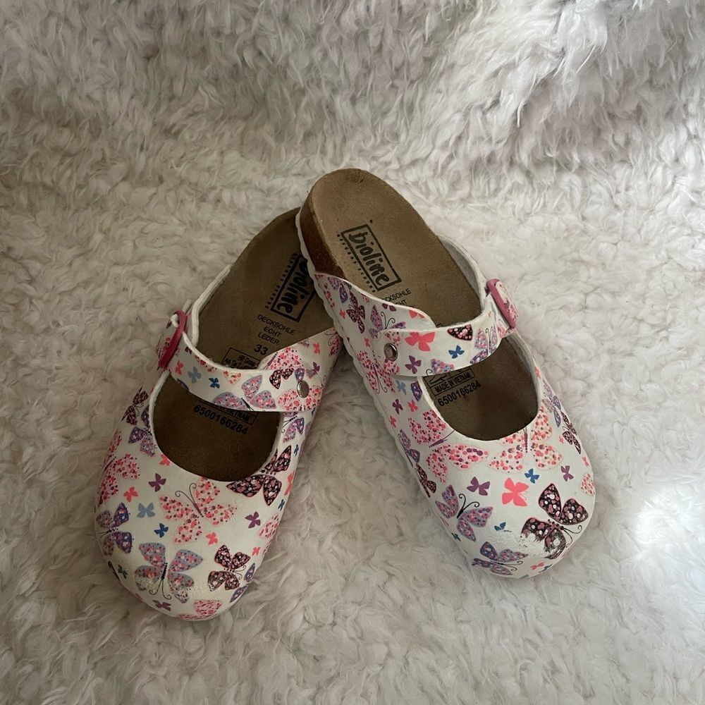 Bioline girls multi color butterflies prints clogs EUR Size 33 US youth 1.5